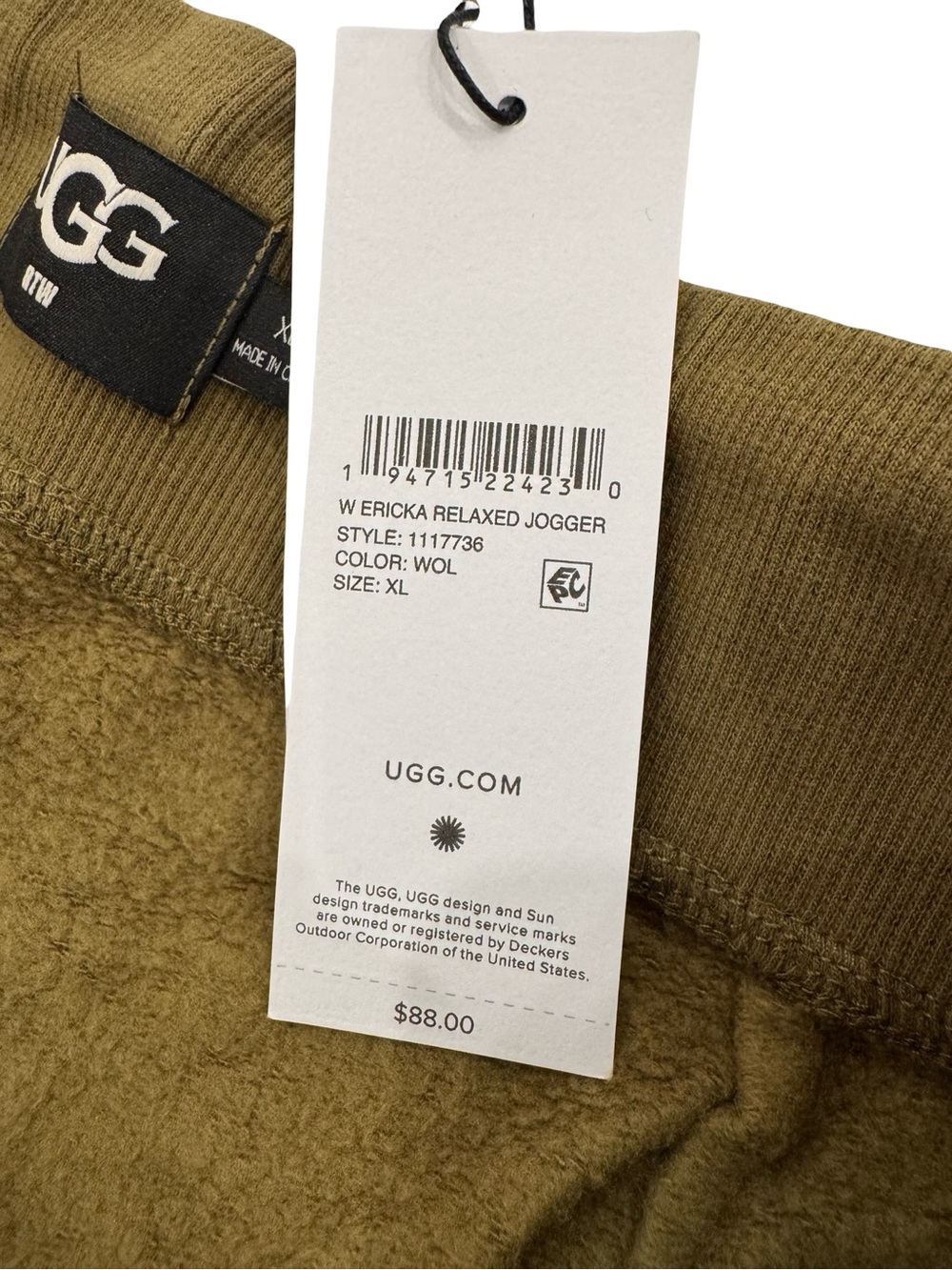 UGG Olive Green Plus-Size Drawstring Jogger Pants - Picture 3 of 16